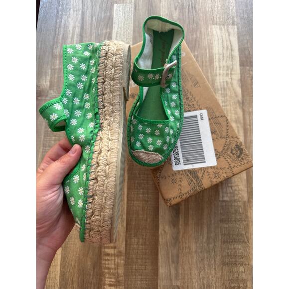 Women's Free People Surfside Daisy Mary Janes in Green size 39 Bohemian Retro - Picture 4 of 8